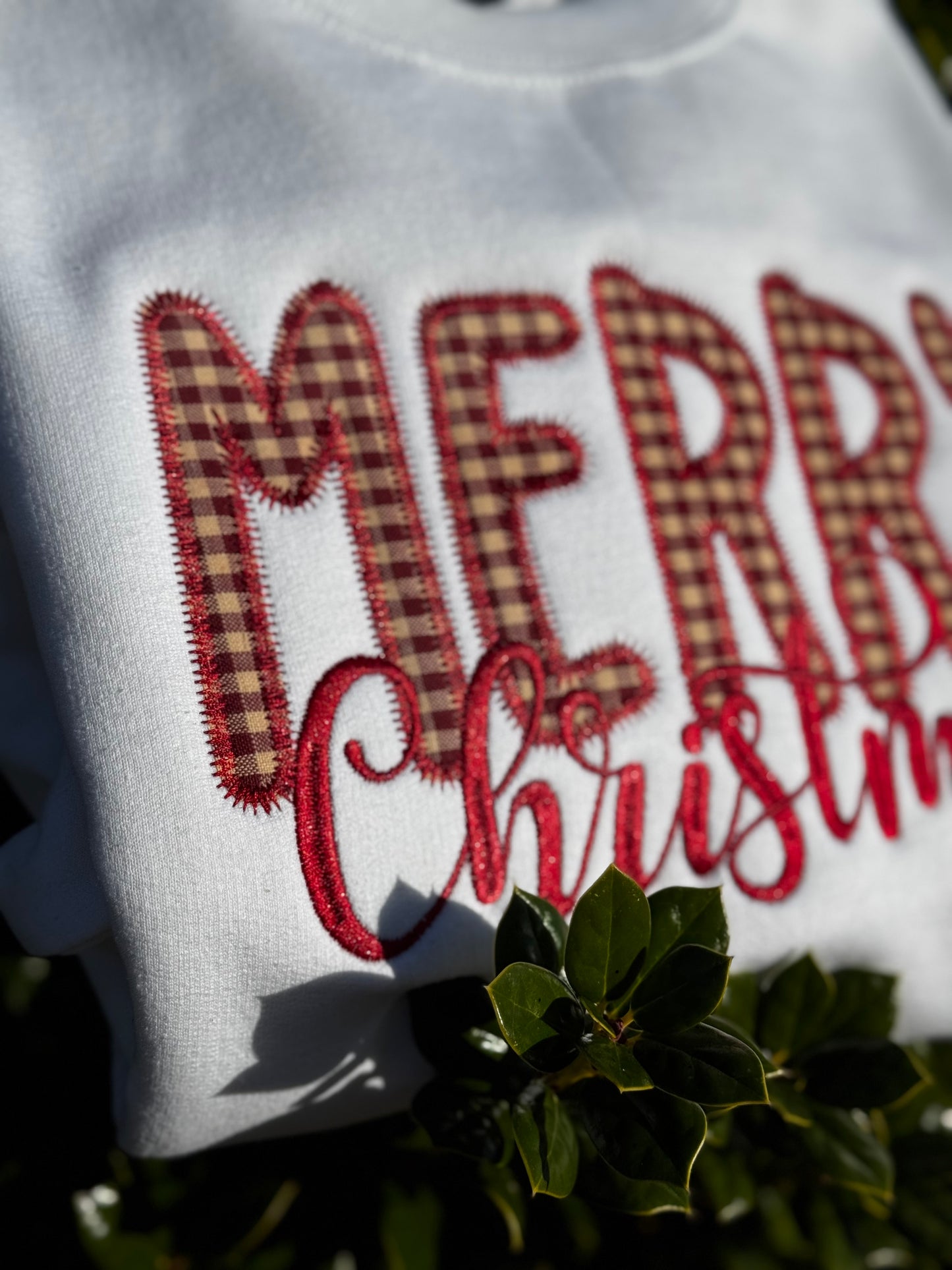 Merry Christmas Applique Embroidered Sweatshirt