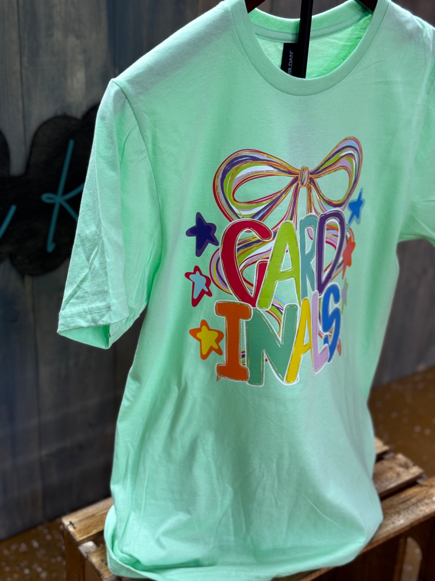 CARDINALS Croquette Colorful bow SPIRIT WEAR TSHIRT
