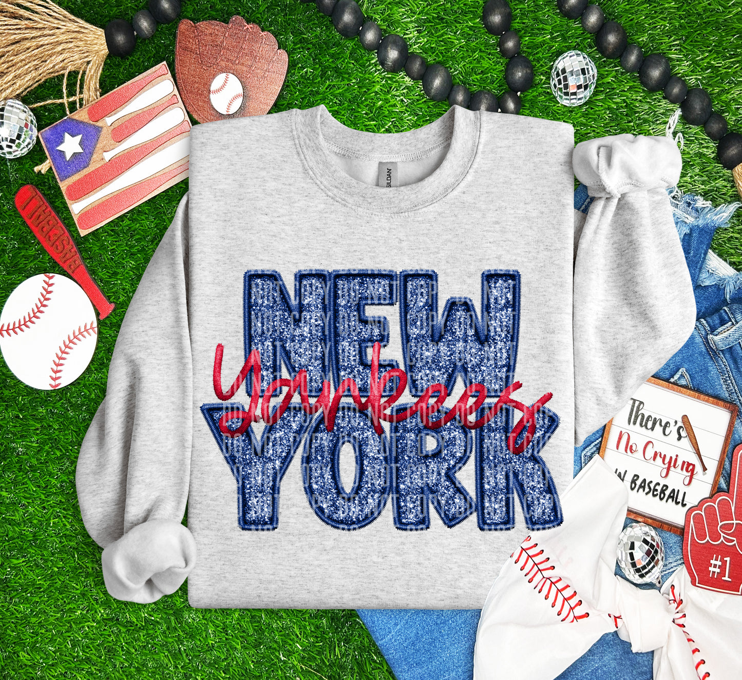 YANKEES M L B FAUX GLITTER DTF and Sublimation Transfer