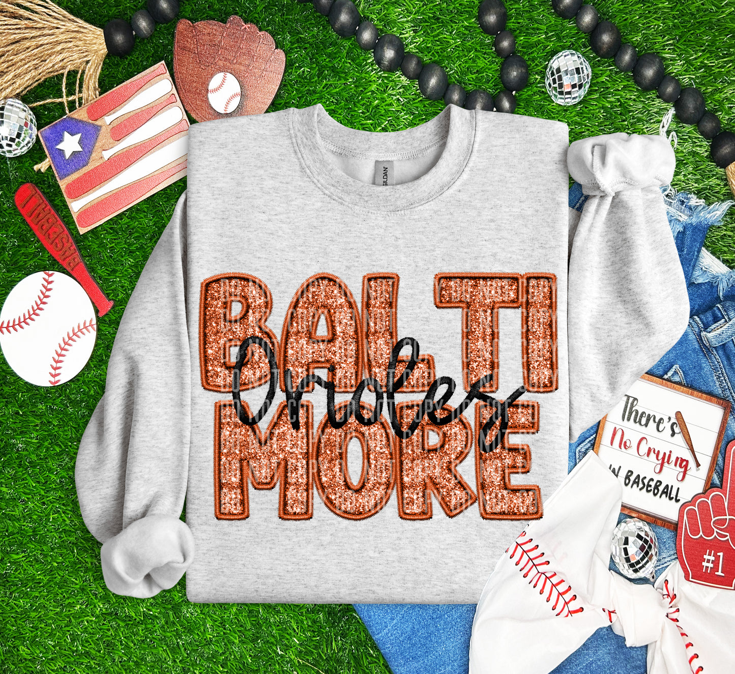3 BALTIMORE M L B FAUX GLITTER DTF and Sublimation Transfer