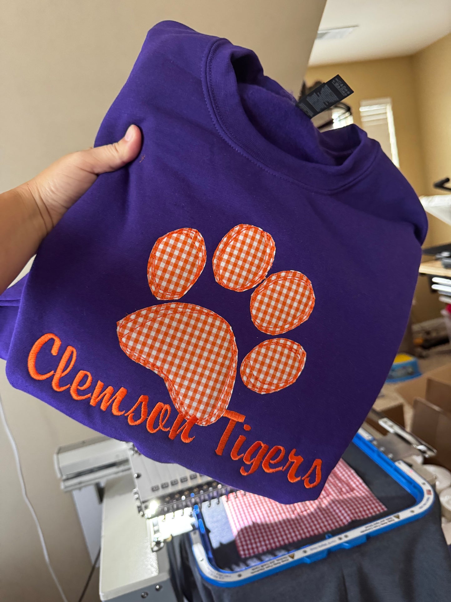 Clemson Appliqué Embroidered Gildan Sweatshirt