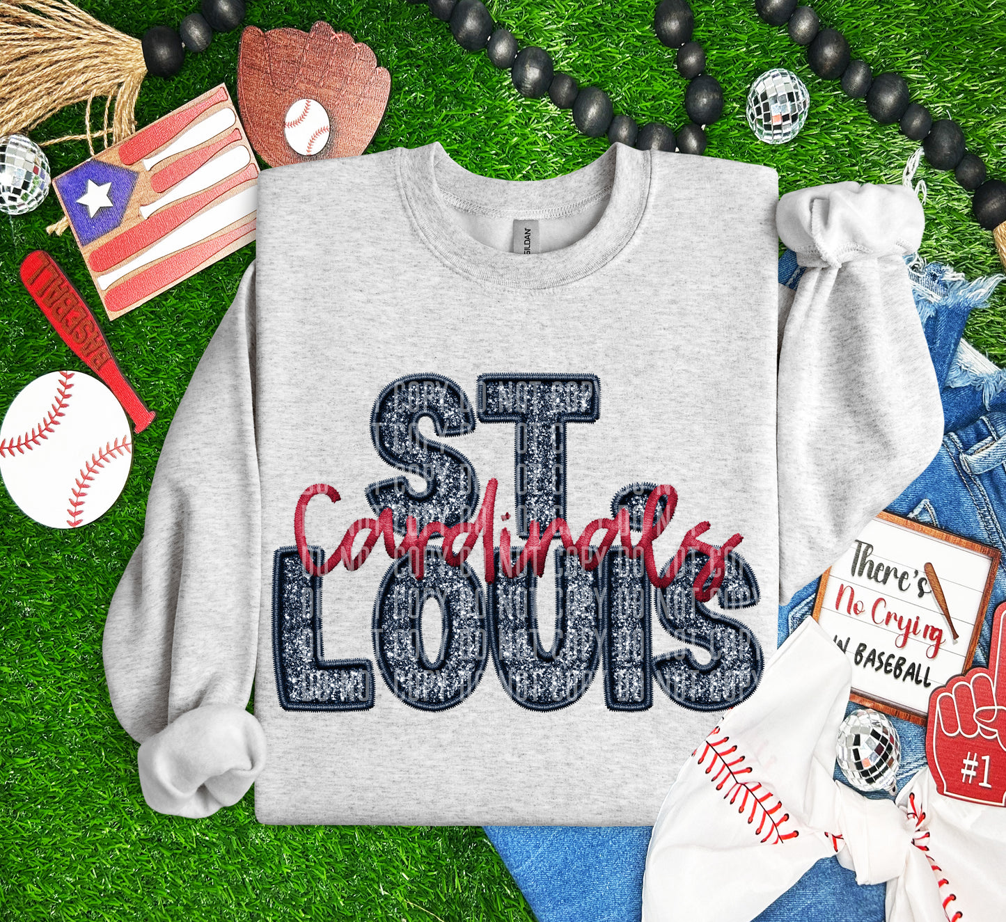 CARDINALS M L B FAUX GLITTER DTF and Sublimation Transfer