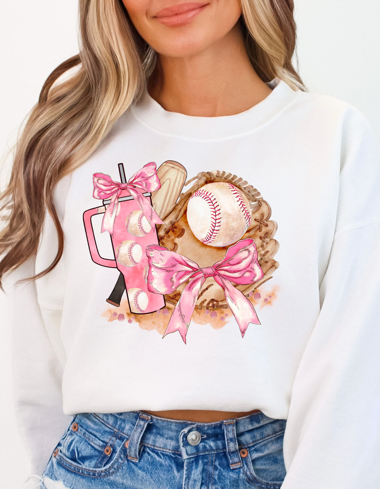 Baseball Cup and Pink bow DTF transfer