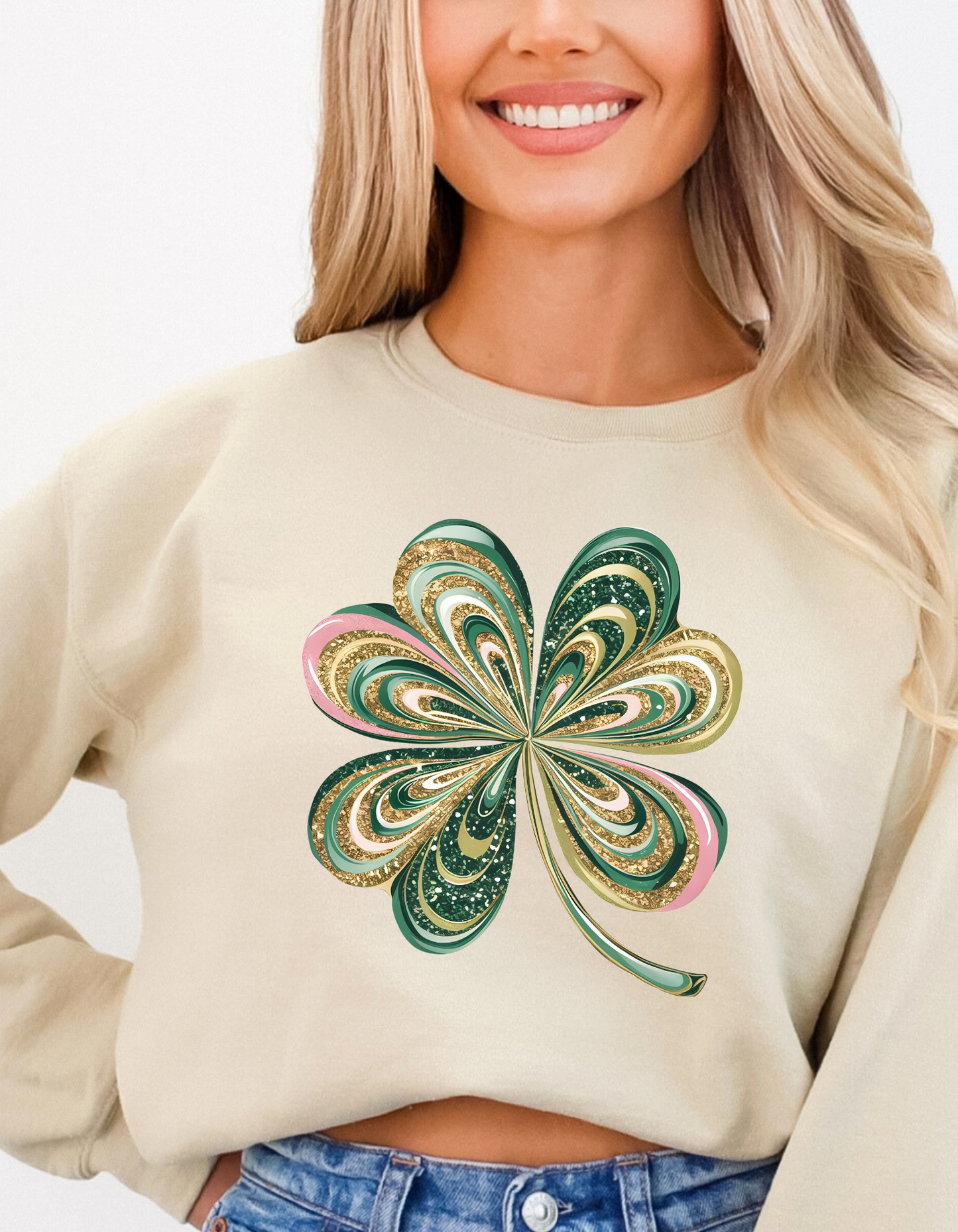 St. Patrick's Glitter Shamrock DTF transfer