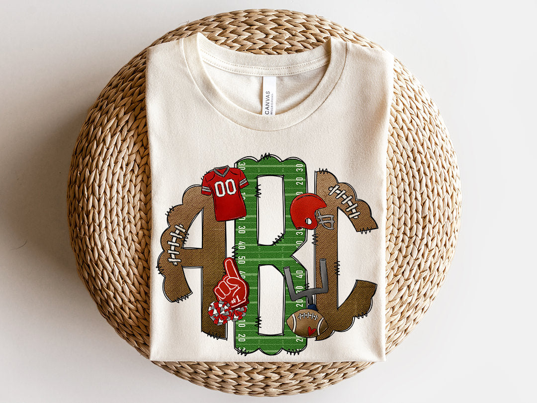 Football maroon Monogram DTF or Sublimation transfer