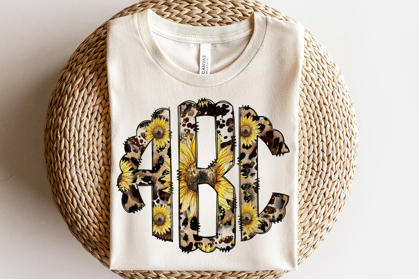 Sunflower Monogram DTF or Sublimation transfer