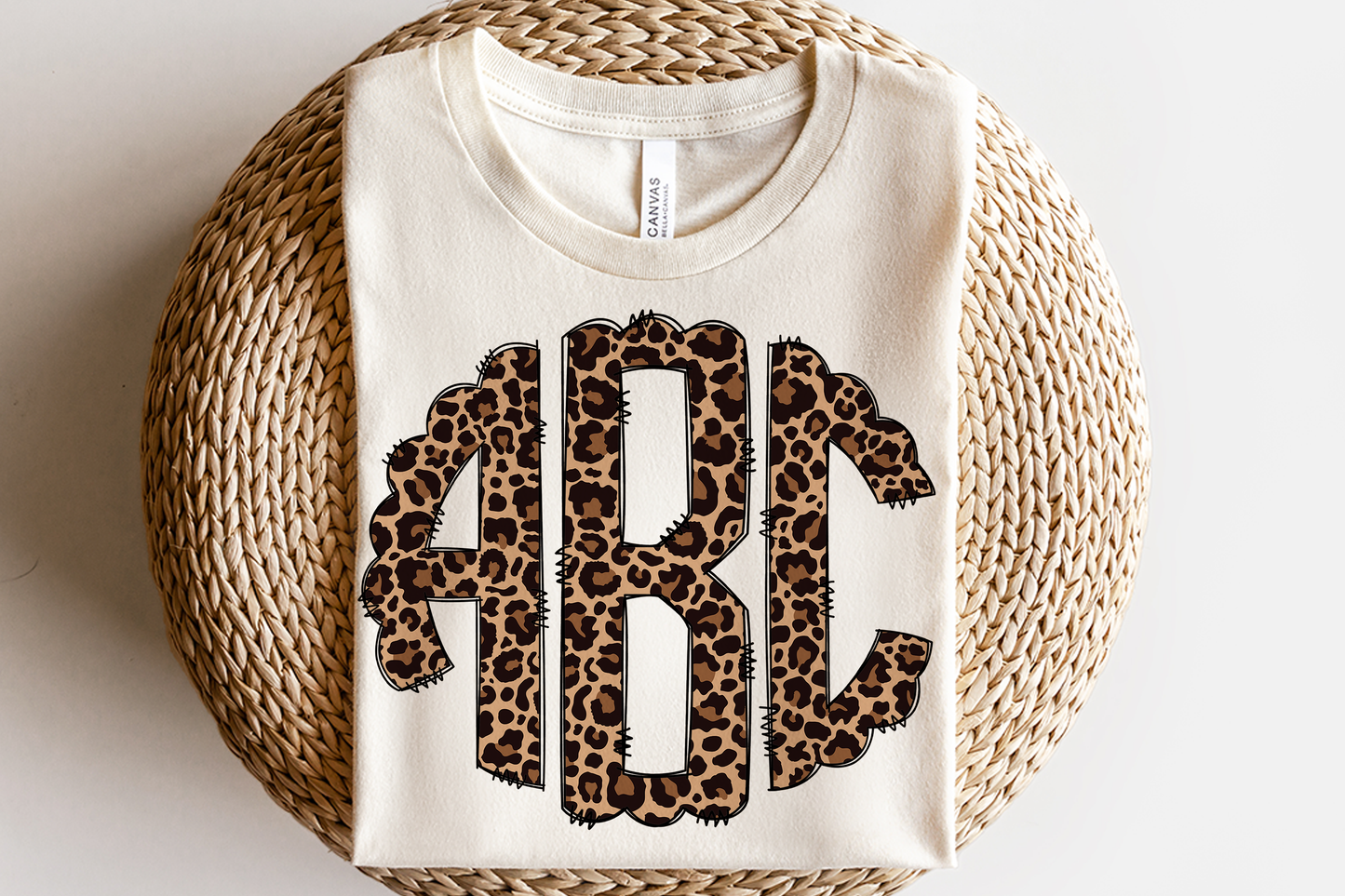 Leopard Monogram DTF or Sublimation transfer