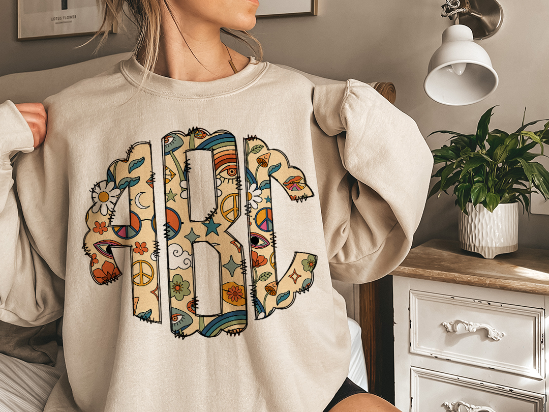 Groovy Monogram DTF or Sublimation transfer