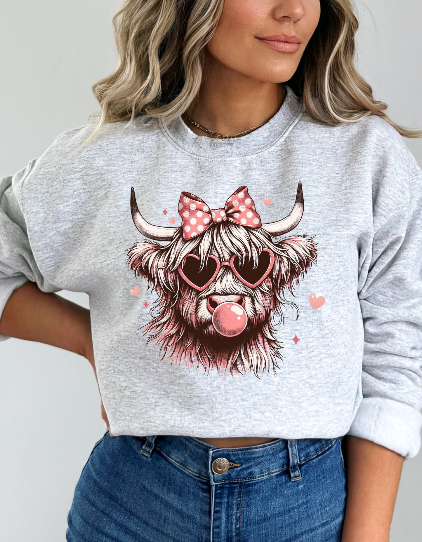 Valentine Highland Cow DTF transfer