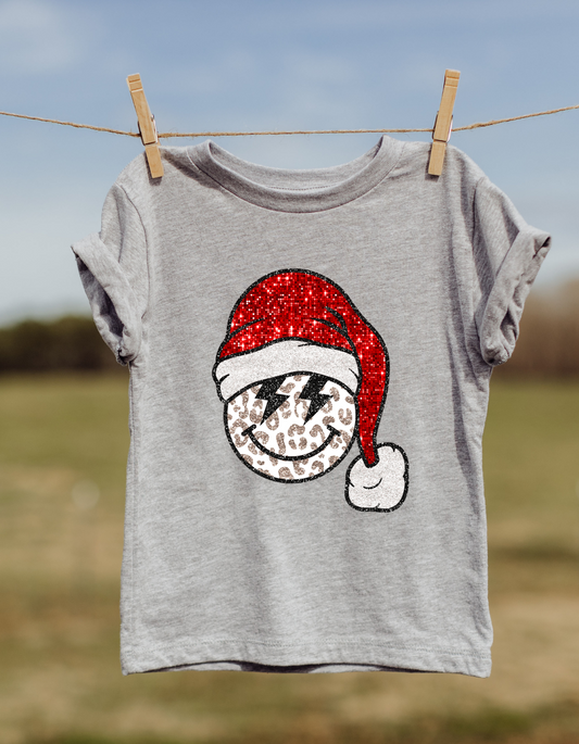 Christmas smiley leopard DTF or Sublimation transfer