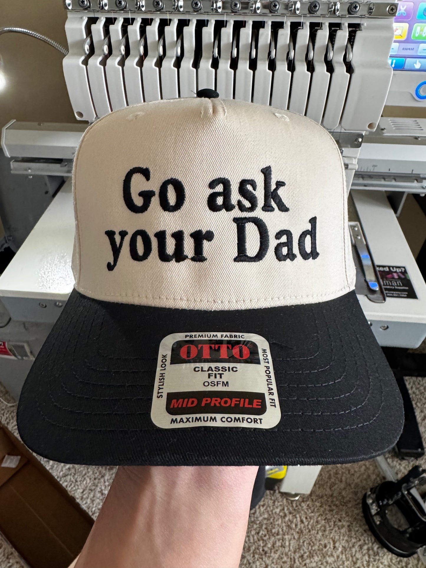 Go ask your Dad Embroidered Trucker Hat WHOLESALE