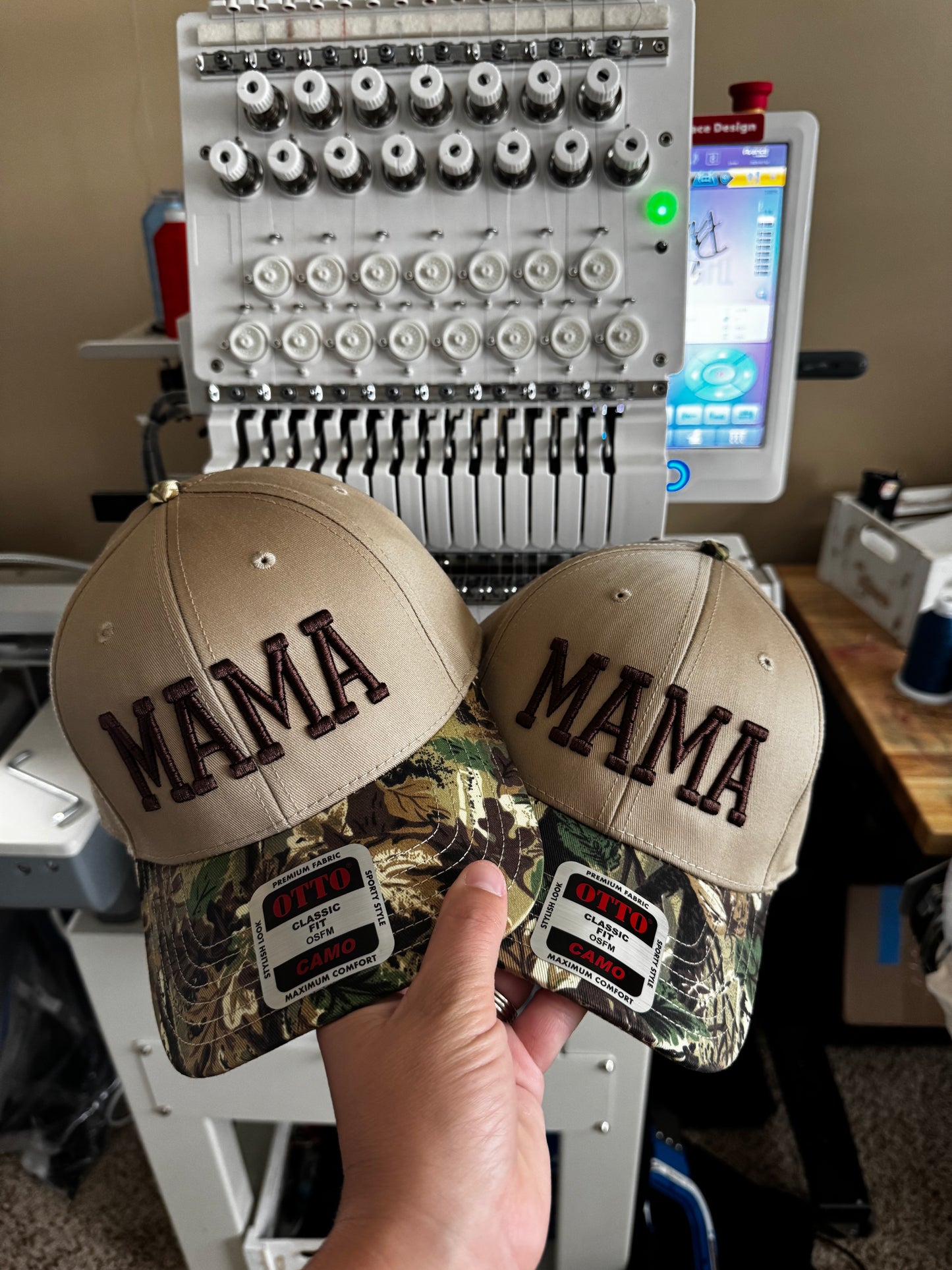 Camo Mama puff Embroidered Trucker Hat structured hat WHOLESALE