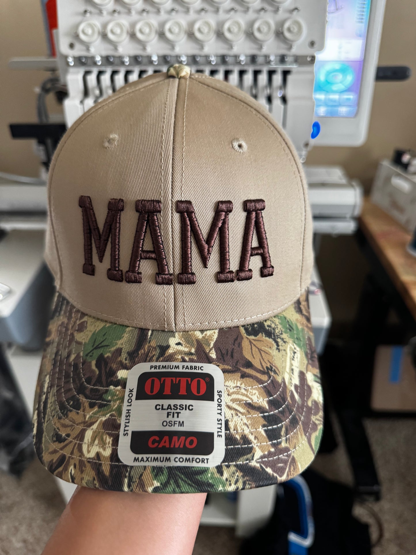 Camo Mama puff Embroidered Trucker Hat structured hat WHOLESALE