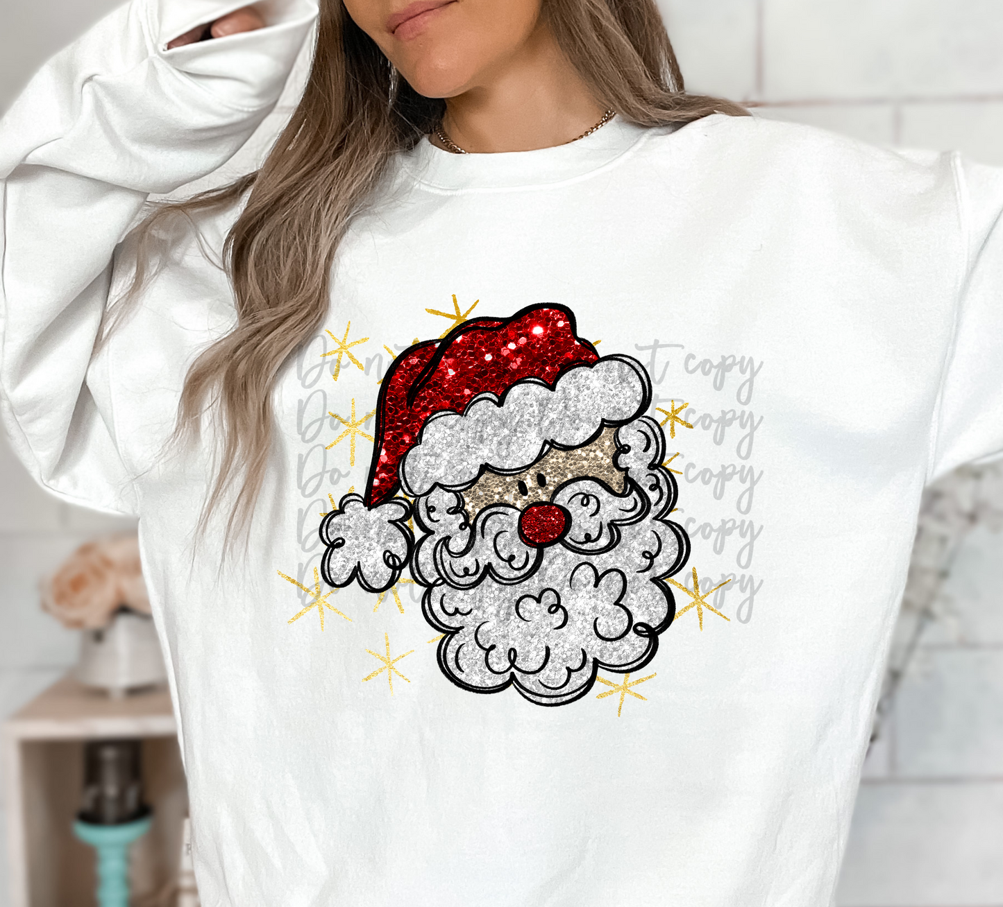 Santa Faux Glitter Christmas DTF and Sublimation Transfer