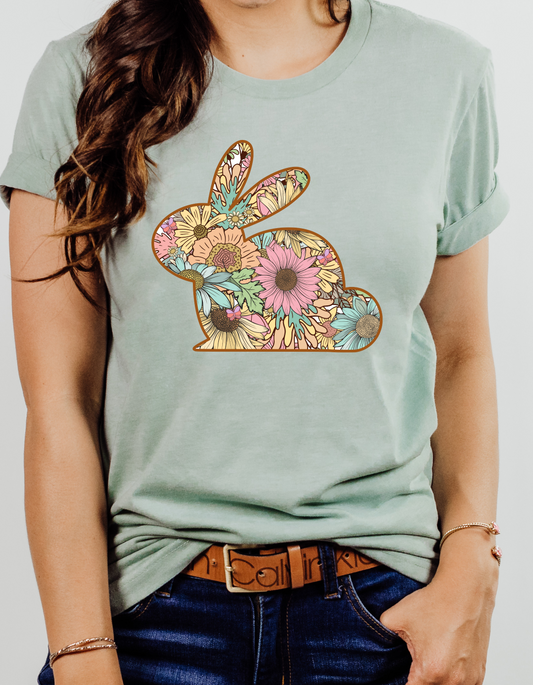 Flower Bunny Easter DTF and Sublimation Transfer