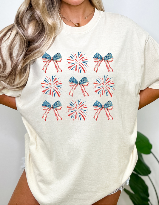 America  bows and fireworks DTF and Sublimation Transfer