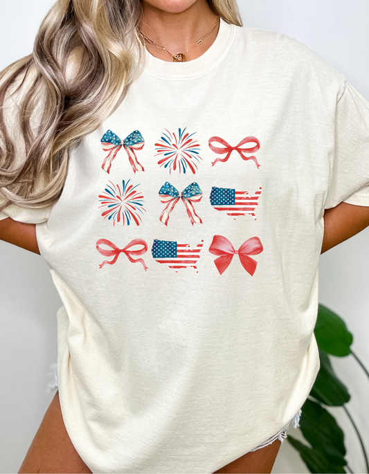 America Patriotic bows and fireworks DTF and Sublimation Transfer