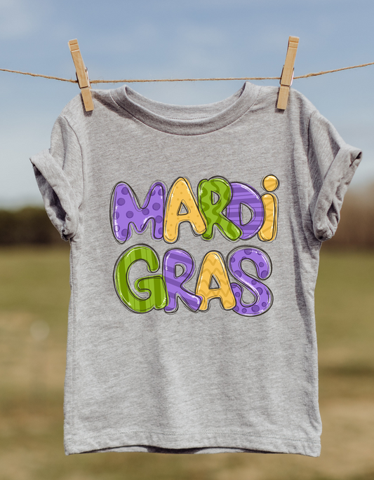 Mardi Gras Bubble Letter DTF and Sublimation Transfer