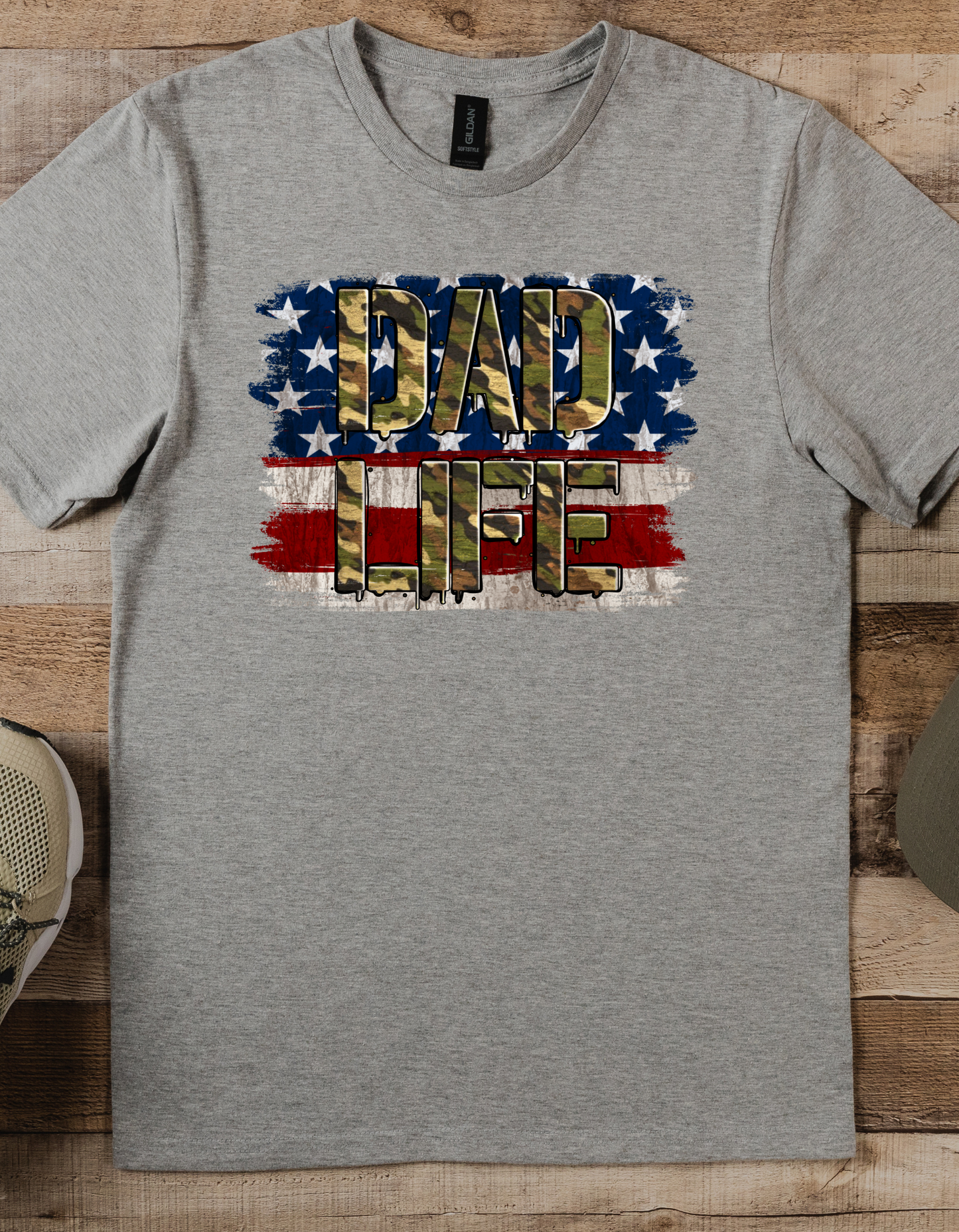 Fathers Day Dad life camo and American flag DTF or Sublimation Transfer