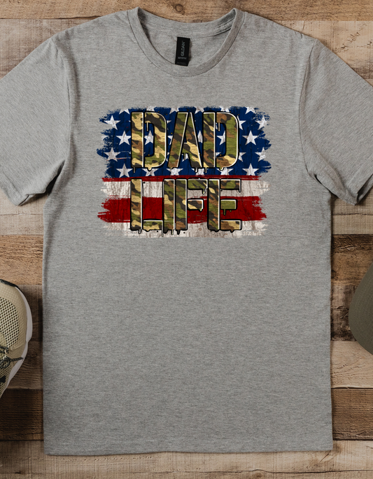Fathers Day  Dad life camo and American flag DTF or Sublimation Transfer