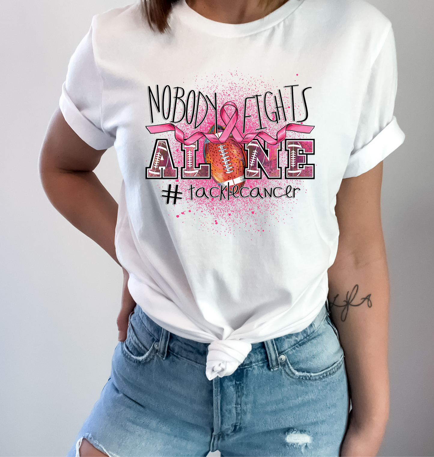 Breast Cancer Nobody fights alone Football DTF and Sublimation Transfer