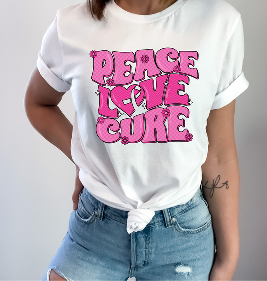 Breast Cancer Peace Love Cure DTF and Sublimation Transfer
