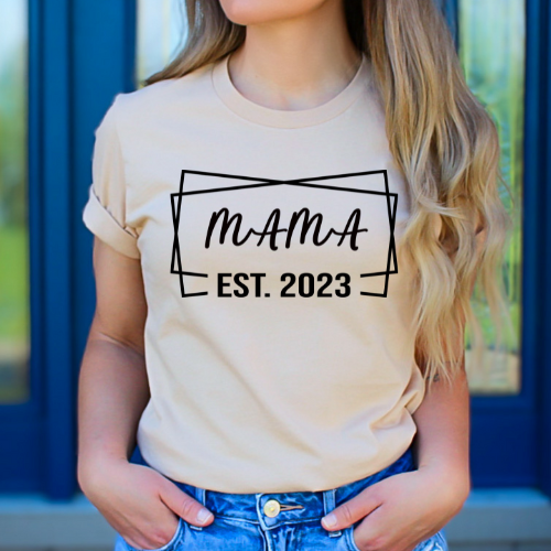 CUSTOM MAMA EST (ANY NAME CAN BE USED PLEASE LEAVE IN NOTES) DTF OR SUBLIMATION TRANSFER