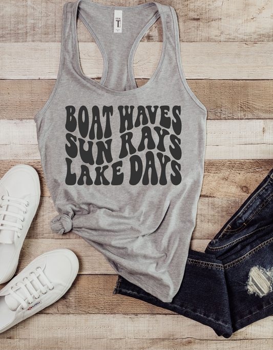 Boat Waves, Sun Rays Lake Days DTF and Sublimation Transfer