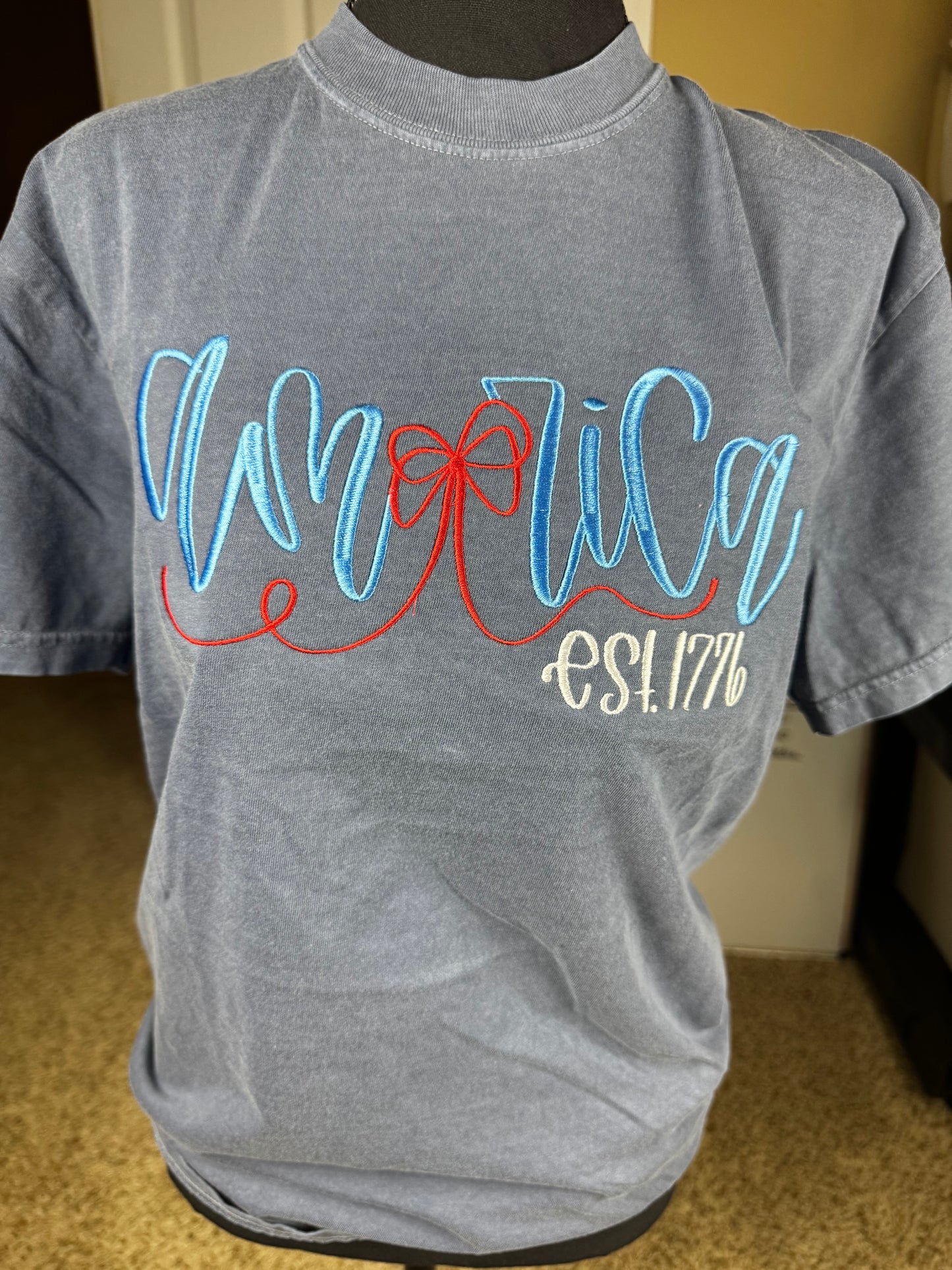 America EST 1776 Embroidered Comfort color T-shirt