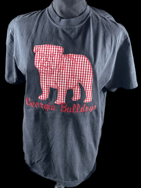Georgia on black Appliqué Embroidered Comfort Color T-Shirt
