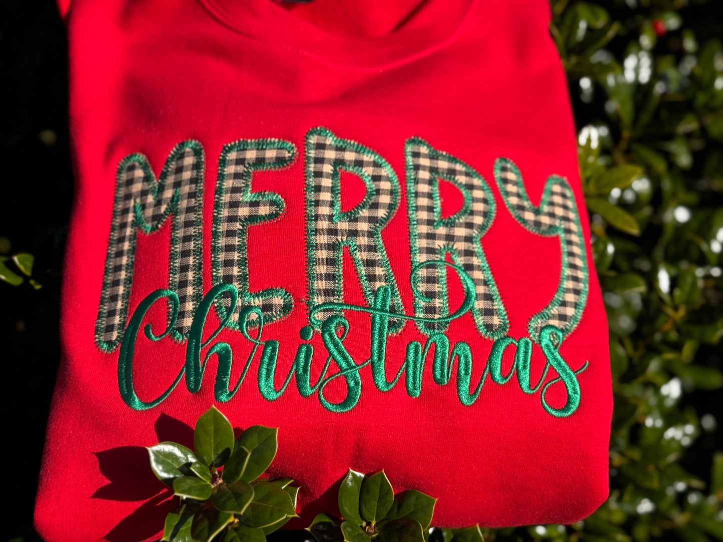 Merry Christmas Applique Embroidered Sweatshirt