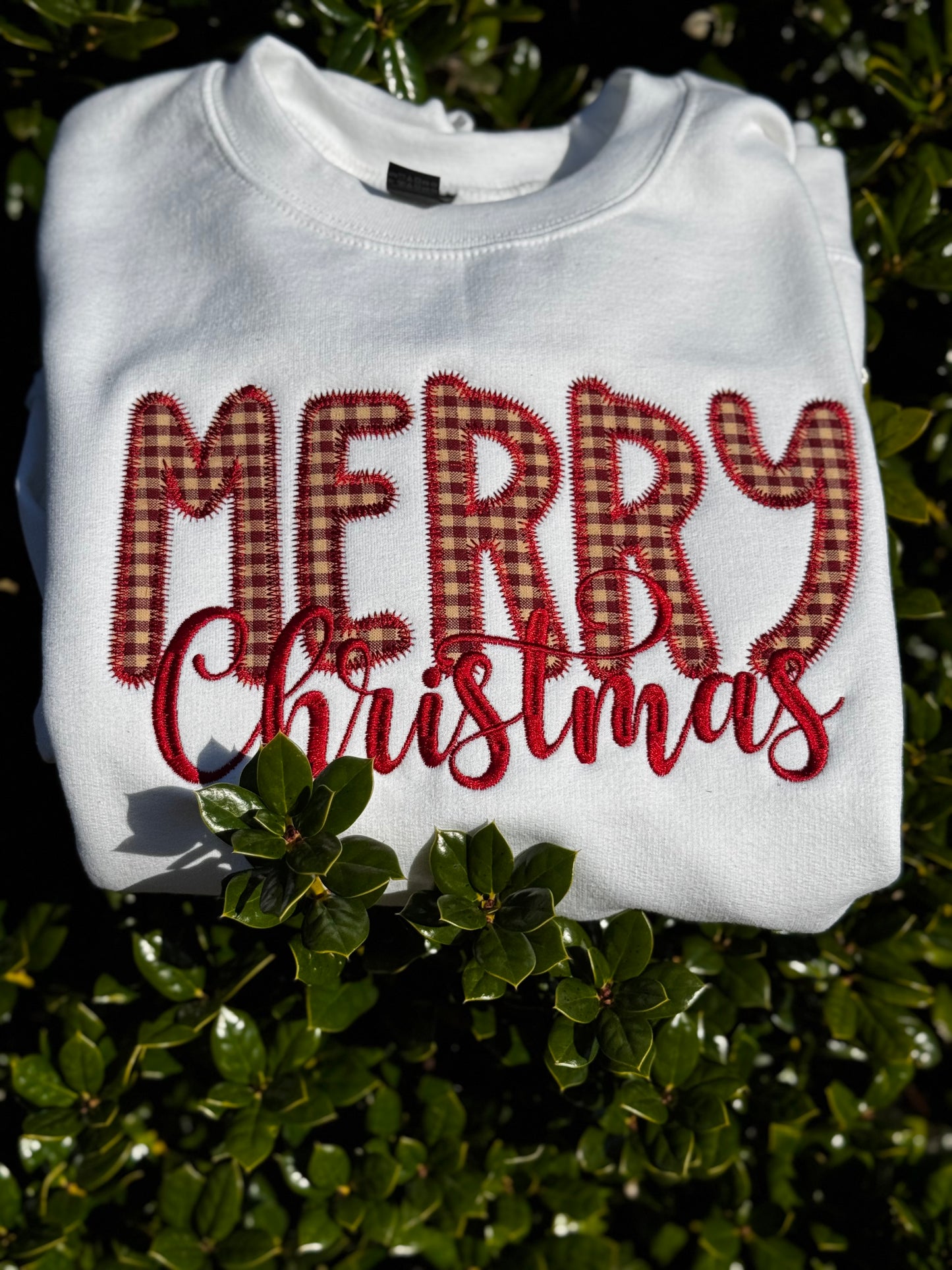 Merry Christmas Applique Embroidered Sweatshirt