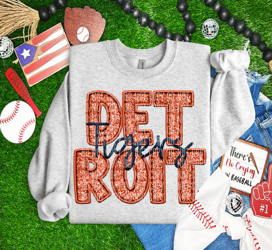 DETROIT M L B FAUX GLITTER DTF and Sublimation Transfer