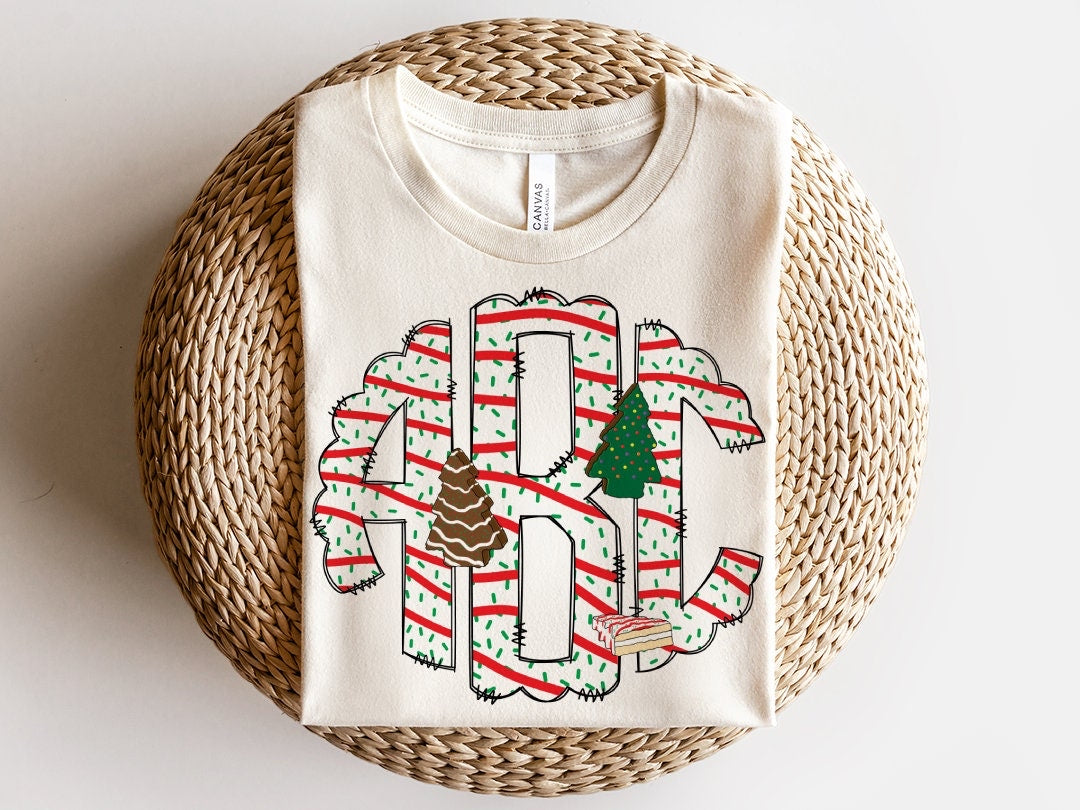 Christmas tree cakes Monogram DTF or Sublimation transfer