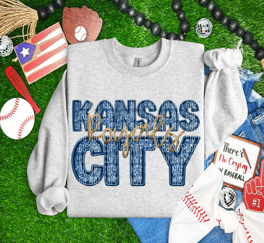 KC ROYALS M L B FAUX GLITTER DTF and Sublimation Transfer