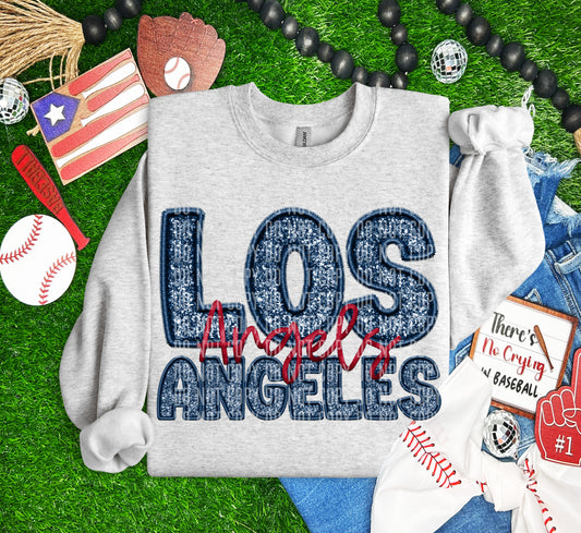 LA ANGELS M L B FAUX GLITTER DTF and Sublimation Transfer