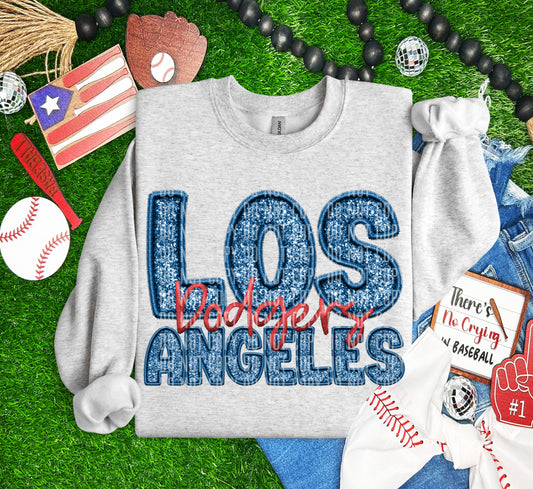 LA DODGERS M L B FAUX GLITTER DTF and Sublimation Transfer