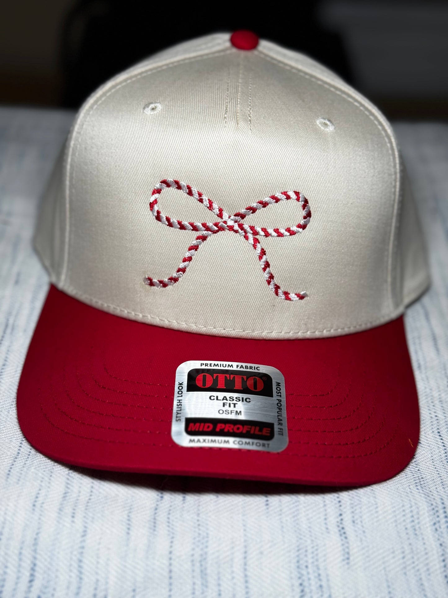 Candy Cane Christmas bow Otto hat