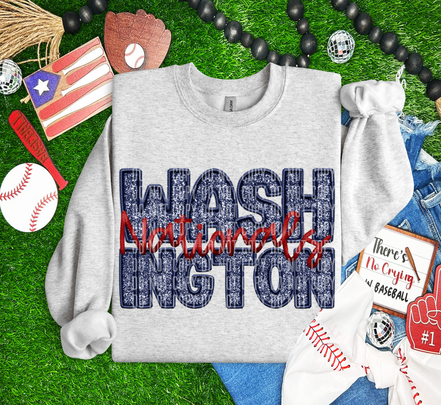 NATIONALS M L B FAUX GLITTER DTF and Sublimation Transfer