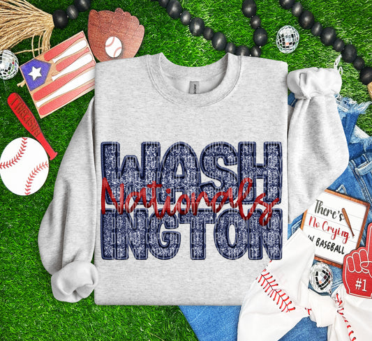 NATIONALS M L B FAUX GLITTER DTF and Sublimation Transfer