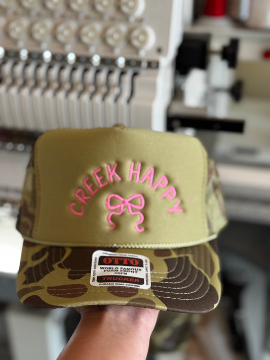 Creek Happy Embroidered Trucker hat WHOLESALE
