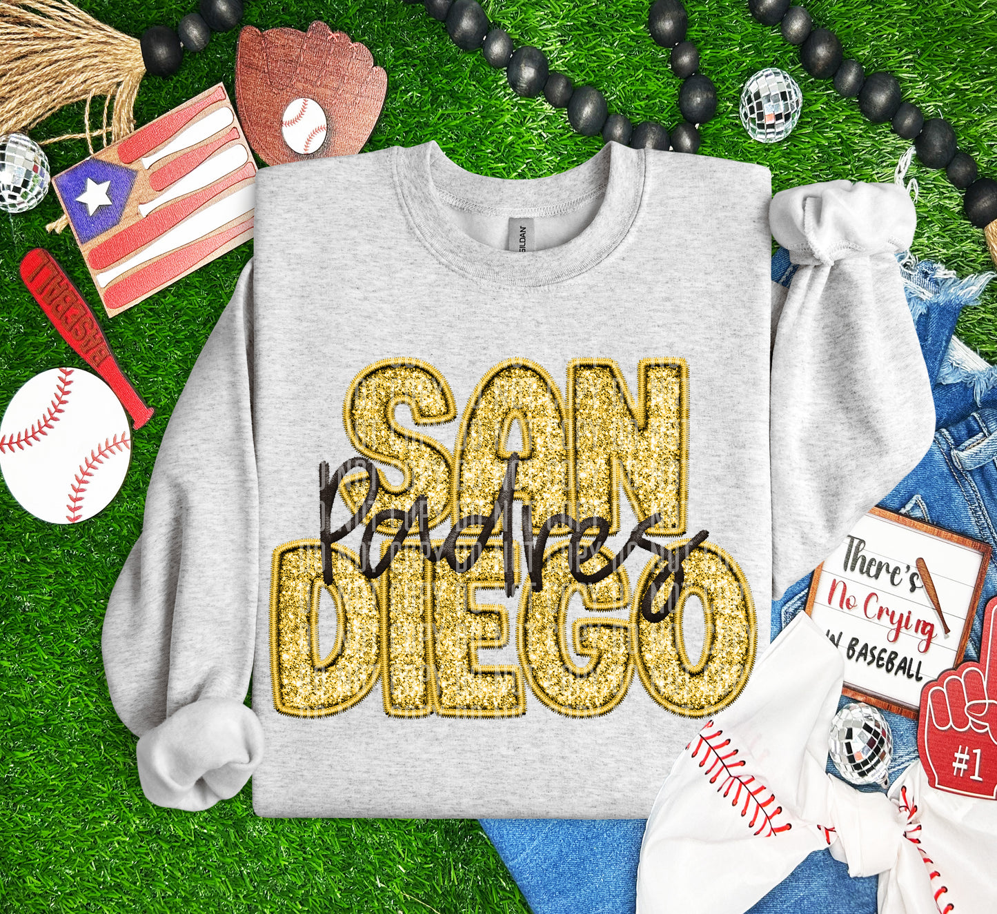 PADRES M L B FAUX GLITTER DTF and Sublimation Transfer