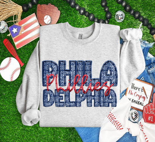 PHILLIES M L B FAUX GLITTER DTF and Sublimation Transfer