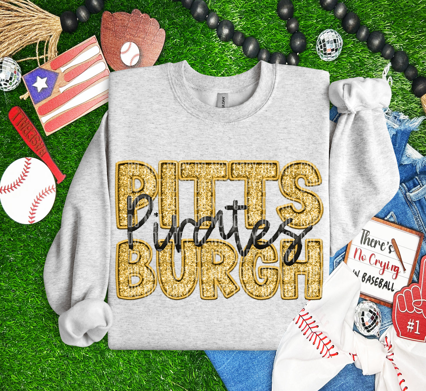 PIRATES M L B FAUX GLITTER DTF and Sublimation Transfer