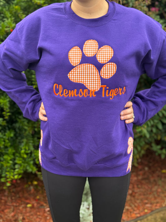 Clemson Appliqué Embroidered Gildan Sweatshirt