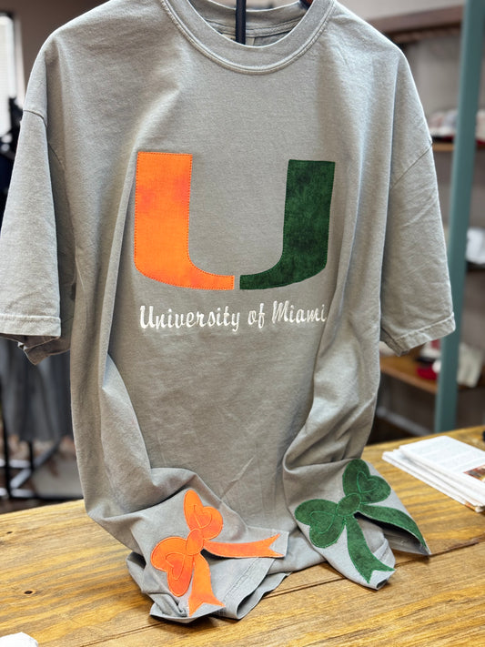 Miami Game Day Applique Embroidered Tee or Sweatshirt