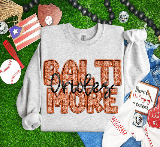 3 BALTIMORE  M L B FAUX GLITTER DTF and Sublimation Transfer