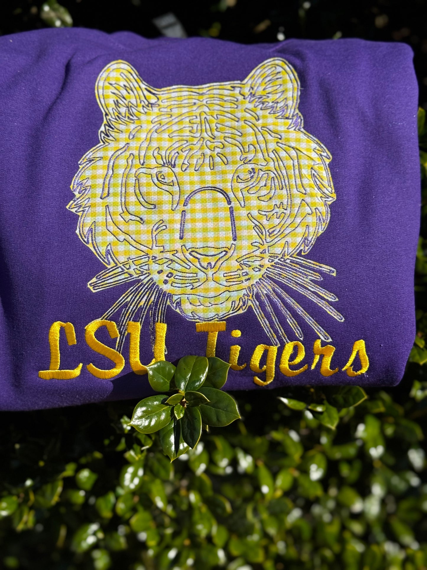 LSU Appliqué Embroidered Gildan Sweatshirt