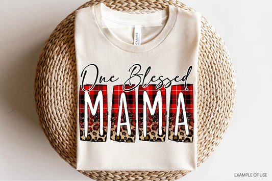 Christmas one blessed mama can be customized DTF or Sublimation transfer