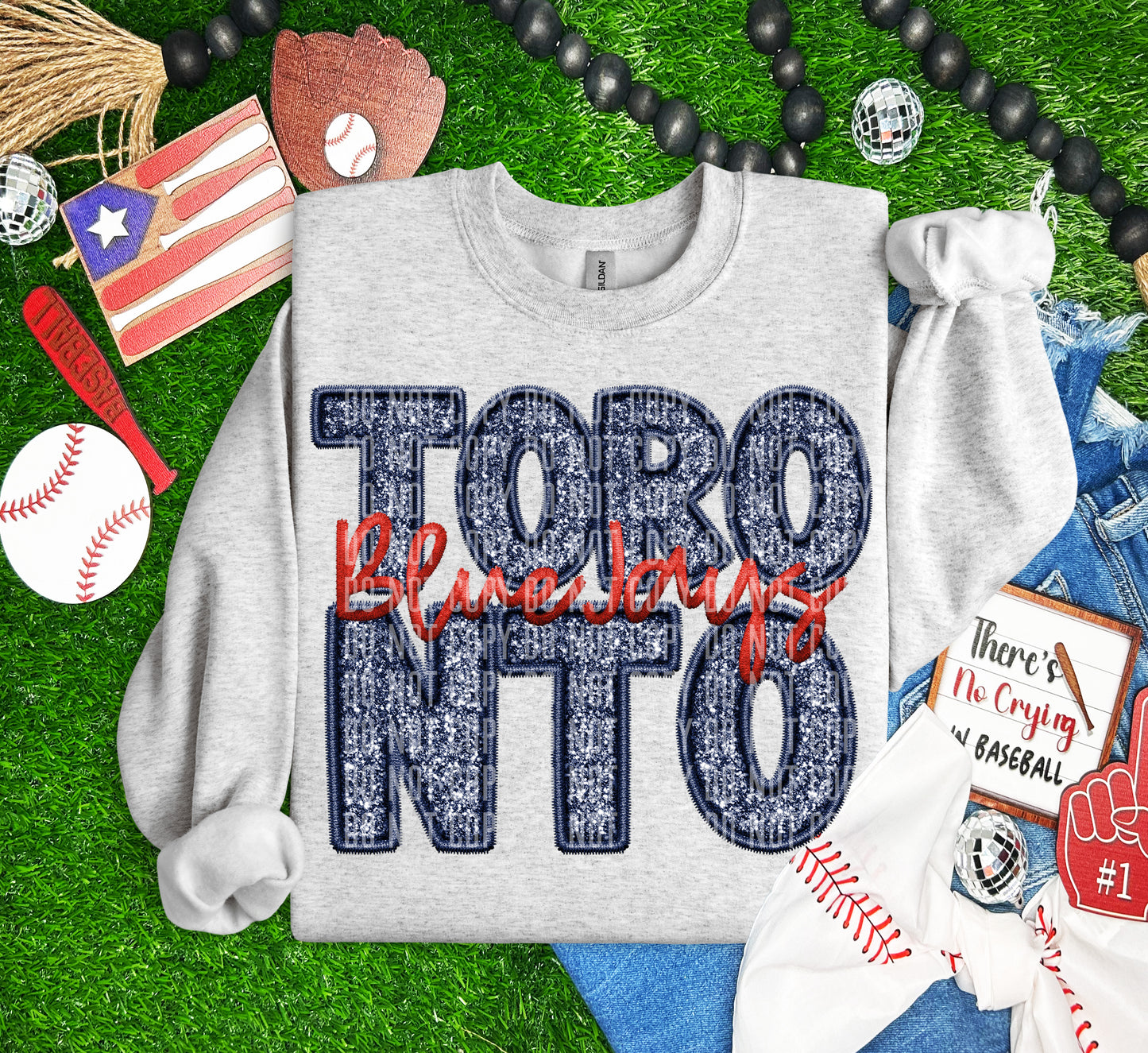 BLUE JAYS M L B FAUX GLITTER DTF and Sublimation Transfer